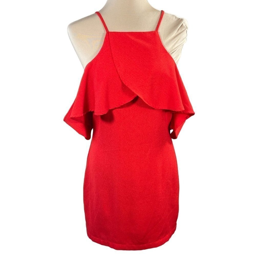 J.O.A. Los Angeles Cold Shoulder Mini Dress Candy Apple Red Size M Medium